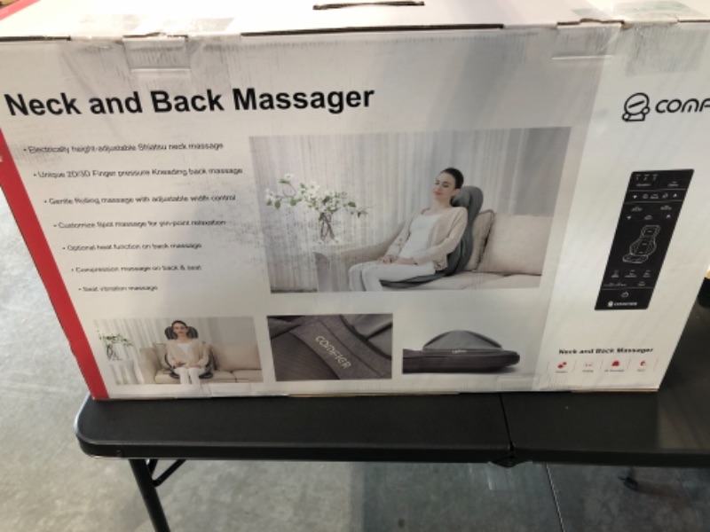 Photo 5 of Comfier Shiatsu Neck & Back Massager with Heat, 2D/3D Kneading Massage Chair Full Body, Chair Massager with Heat & Adjustable Compression, Massage Seat for Full Back, Massage Chair Pad for Men/Women Gray