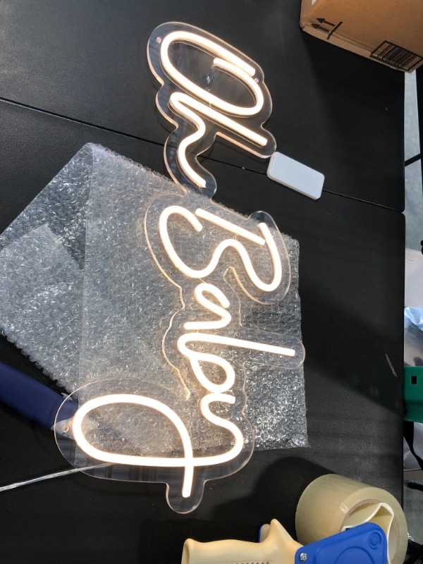 Photo 4 of ATOLS Large Oh Baby Neon Sign with 7 Modes Lighting Effects & 3 Levels Adjustable Brightness, 12V Reusable Neon Light Sign with Dimmable Switch & Remote Control for Baby Shower Decorations, Birthday Party, Wedding Decor,Warm White,Size-23.5X 11.8 inch wit