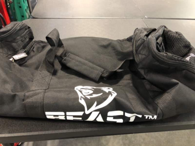 Photo 1 of Beastpowergear Gym Duffle Bag- Workout, Boxing, MMA, Sports Bag with Shoes Compartment and Adjustable Shoulder Strap for Men and Women (Black)