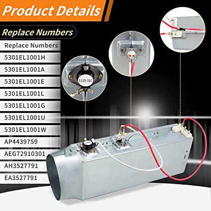 Photo 3 of MONKEMON 5301EL1001J Dryer Heater Assembly Compatible with LG Electronics Dryers - Replaces 5301EL1001A 5301EL1001E 5301EL1001G 5301EL1001H 5301EL1001U and AP4439759