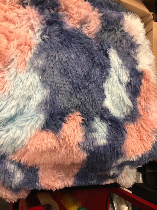 Photo 4 of Bedriping Faux Fur Comforter Set, Extra Fluffy Bedding Set for All Ages, Unique Fancy Rainbow Bed In a Bag, Thick Plush Bed Comforter Queen Set - 1 Fuzzy Comforter & 2 Pillowcase, Ultra Warm Xmas Gift