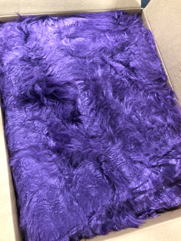 Photo 1 of BENRON Purple Sheepskin Fluffy Rug 3 X 5 FT, Luxury Faux Fur Rugs for Kids Girls Nursery Living Room Christmas Decor Shag Furry Carpet 3' x 5' Purple
