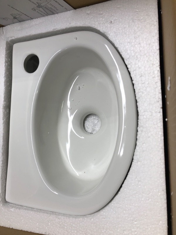 Photo 7 of Wall Hung Basin Sink Small Cloakroom Basin Rectangle Ceramic Wash Basin Right Hand (Oval Sink Set (with Tap&Drain))