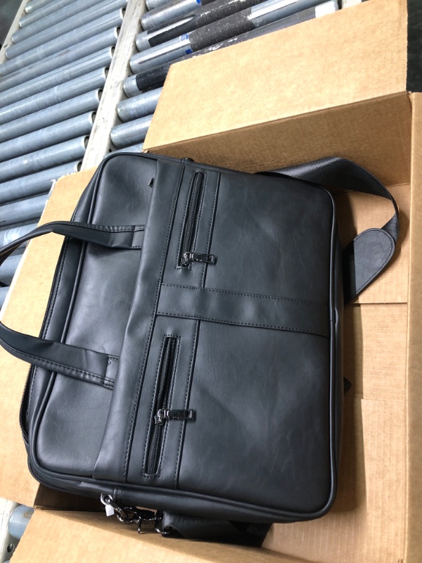 Photo 2 of seyfocnia Men's Leather Messenger Bag, 17.3 Inches Laptop Briefcase Business Satchel Computer Handbag Shoulder Bag for Men (Black) Black-17.3inch
