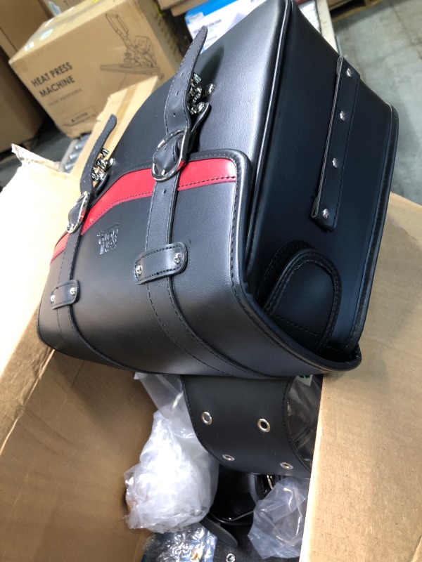 Photo 1 of kemimoto Motorcycle Saddle Bags, Leather Motorcycle Saddlebags, Waterproof Saddlebags With Cup Holder, 18L Capacity Powersports Scooter Saddle Bags Compatible with Softail Dyna Road King Universal