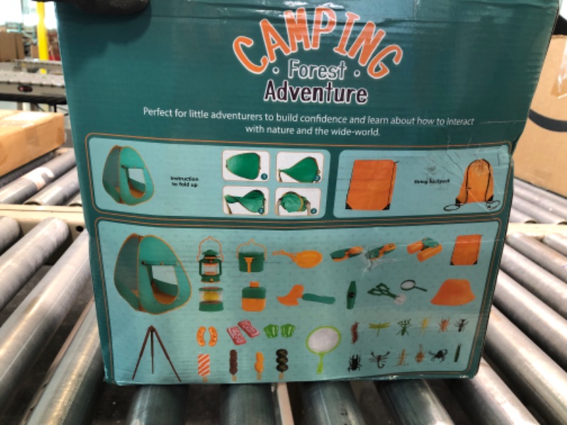 Photo 1 of Meland Kids Camping Set with Tent 30pcs - Outdoor Campfire Toy Set for Toddlers Kids Boys Girls - Pretend Play Camp Gear Tools for Birthday Christmas (Green)