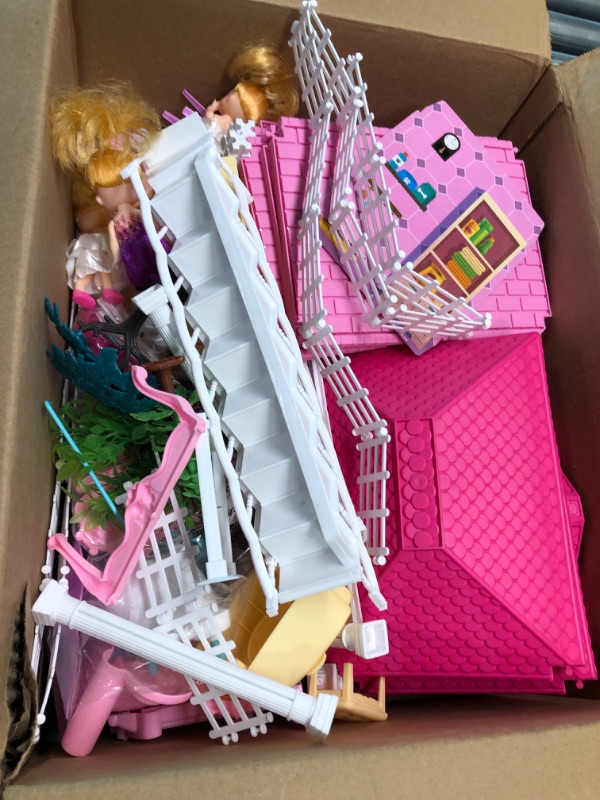 Photo 1 of TEMI Doll House Dreamhouse for Girls - 4-Story 12 Rooms Playhouse with 2 Dolls Toy Figures, Fully Furnished Fashion Dollhouse, Pretend Play House with Accessories, Gift Toy for Kids Ages 3 4 5 6 7 8+