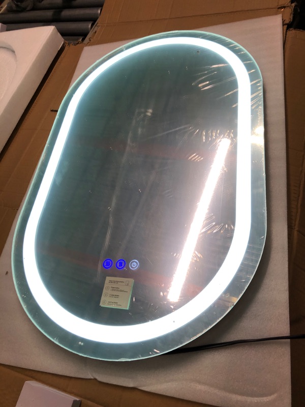 Photo 2 of DIDIDADA Oval Lighted LED Bathroom Mirror with Lights Dimmable 3 Color 32x20 Inch Oval Lighted Vanity Mirror for Bathroom Wall Mounted Vanity LED Mirror Antifog LED Smart Makeup Oval Light up Mirror 32 X 20 Inch