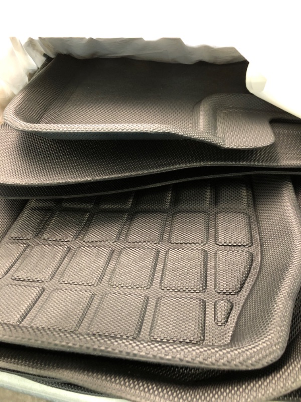 Photo 3 of PUREUV Custom Faux Leather Car Floor Mats Fit for 98% Sedan SUV Sports Car Full Coverage Cute Men Women Car Mat Carpets (All Black)