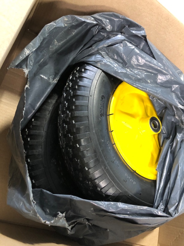 Photo 2 of (2-Pack) AR-PRO 4.10/3.50-4" Tire and Wheel Flat Free - 10" Replacement Solid Rubber Tires with 5/8" Axle Bore Hole, 2.2" Offset Hub and Double Sealed Bearings - Perfect for Gorilla Carts/Wheelbarrow 10x4.10/3.50-4”