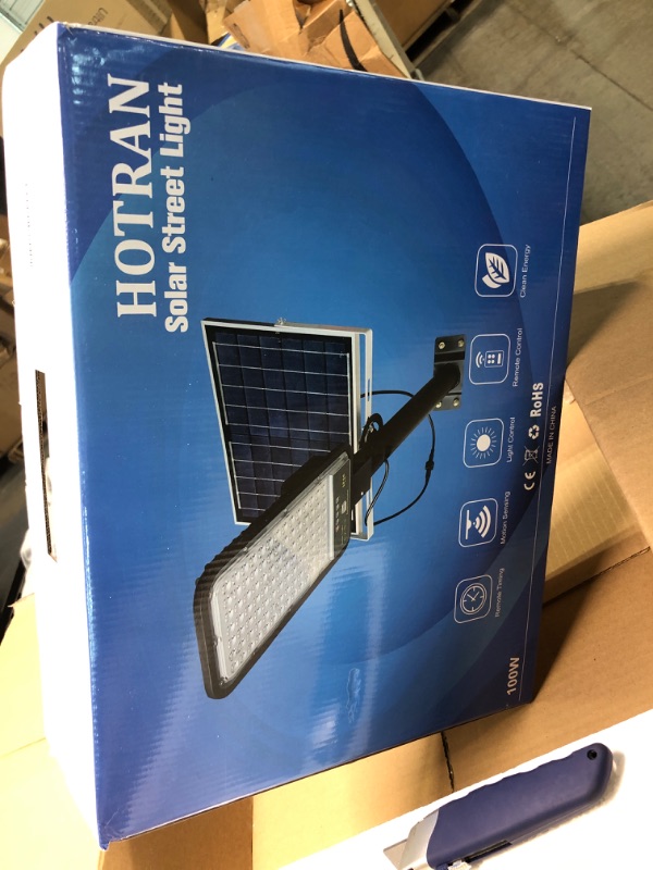 Photo 2 of 100W Solar Street Lights Outdoor, LED Street Lights Solar Powered Dusk to Dawn, Waterproof Solar Security Flood Light with Motion Sensor And Remote Control for Parking Lot Patio Backyard Garden Yard
