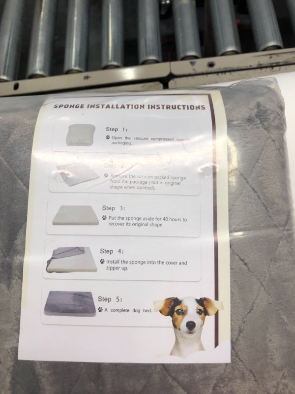 Photo 1 of  Memory Foam Dog Bed for Large Dogs - Orthopedic Waterproof Dog Bed for Crate with Removable Washable Cover and Nonskid Bottom - Plush Flannel Fleece Top Pet Bed, Grey