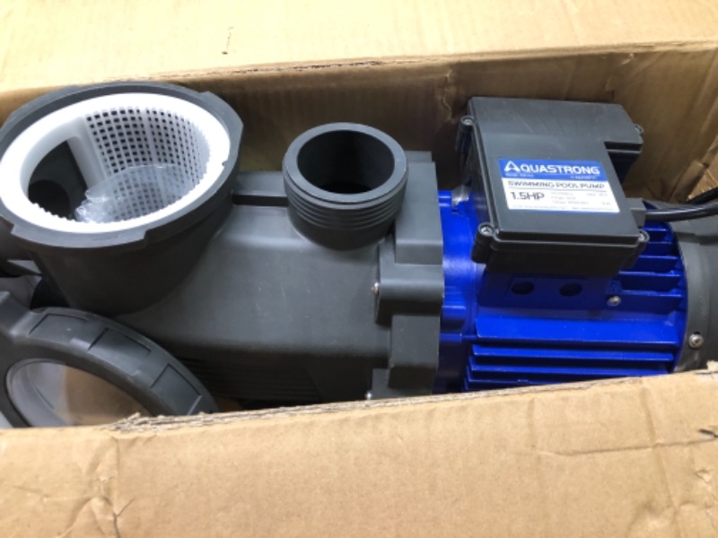 Photo 1 of Aquastrong 1.5 HP In/Above Ground Single Speed Pool Pump, 115V, 8100GPH, High Flow, Powerful Self Primming Swimming Pool Pumps with Filter Basket