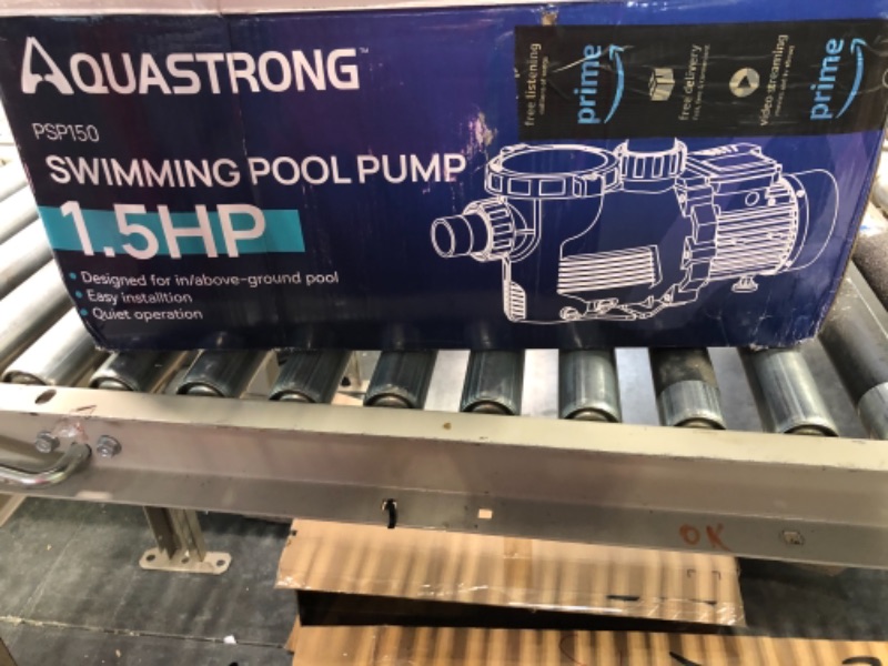 Photo 1 of Aquastrong 1.5 HP In/Above Ground Single Speed Pool Pump, 115V, 8100GPH, High Flow, Powerful Self Primming Swimming Pool Pumps with Filter Basket