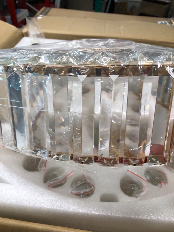 Photo 1 of CROSSIO 42 Inches Crystal Ceiling Fan Light Modern Retractable Ceiling Fan with Lights and Remote Control Dimmable LED Chandelier Fan Gold Fandeliers for Bedroom Living Room Gold D42"