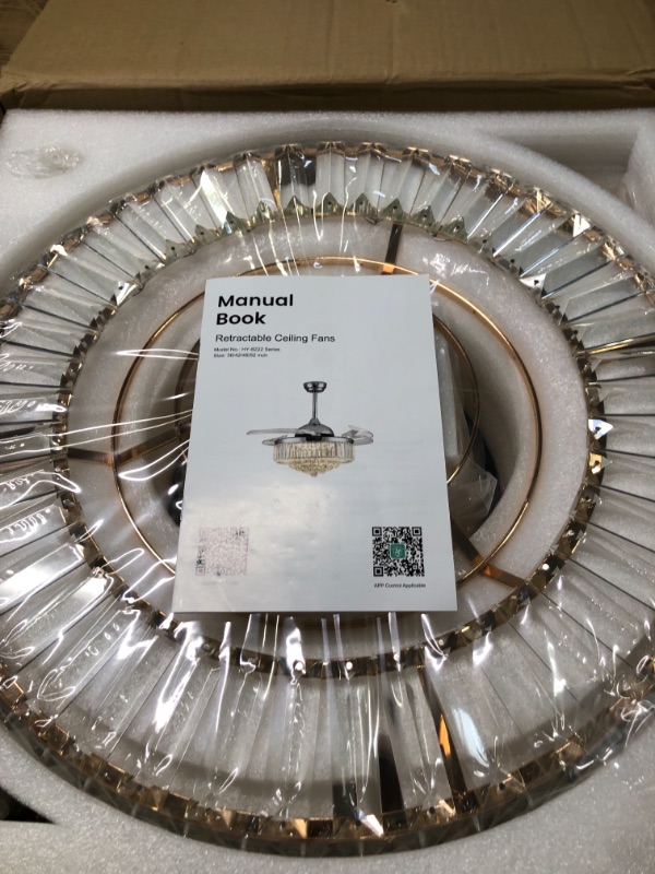 Photo 1 of CROSSIO 42 Inches Crystal Ceiling Fan Light Modern Retractable Ceiling Fan with Lights and Remote Control Dimmable LED Chandelier Fan Gold Fandeliers for Bedroom Living Room Gold D42"