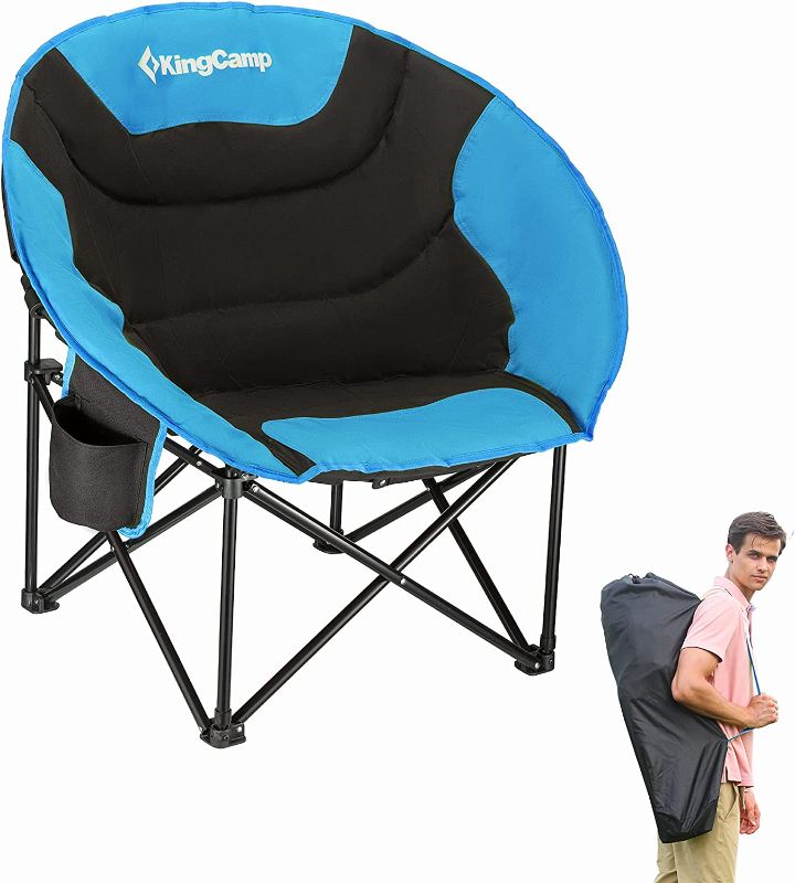 Photo 1 of Colorful KingCamp Camping Chair Oversized Moon Round Saucer Chairs Camping Folding Chair with Cup Holder