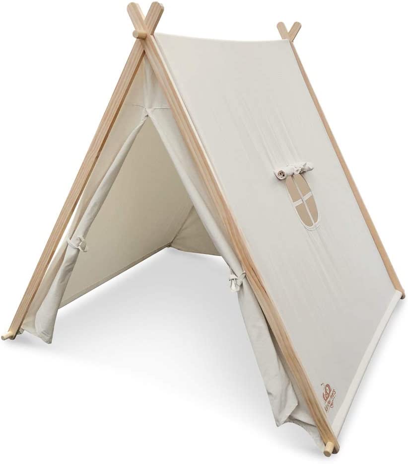 Photo 1 of Kinderfeets Natural Play Tent - Kids Tent for Indoor and Outdoor | Sustainable and Eco-Friendly Pine and Cotton Canvas | Perfect Playhouse, Reading Space, and More…