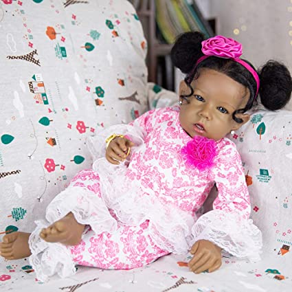 Photo 1 of Rebornova Reborn Baby Dolls Black Girl, African American 20 Inch Realistic Newborn Baby Dolls with Lifelike Soft Body Silicone Limbs Birthday Gift Set for Ages 3+