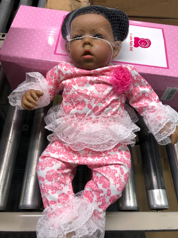 Photo 3 of Rebornova Reborn Baby Dolls Black Girl, African American 20 Inch Realistic Newborn Baby Dolls with Lifelike Soft Body Silicone Limbs Birthday Gift Set for Ages 3+