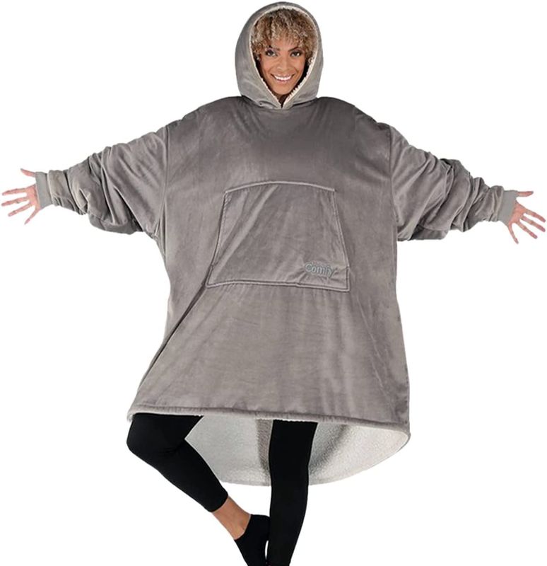 Photo 1 of THE COMFY Original | Oversized Microfiber & Sherpa Wearable Blanket, Seen On Shark Tank, One Size Fits All (Gray)