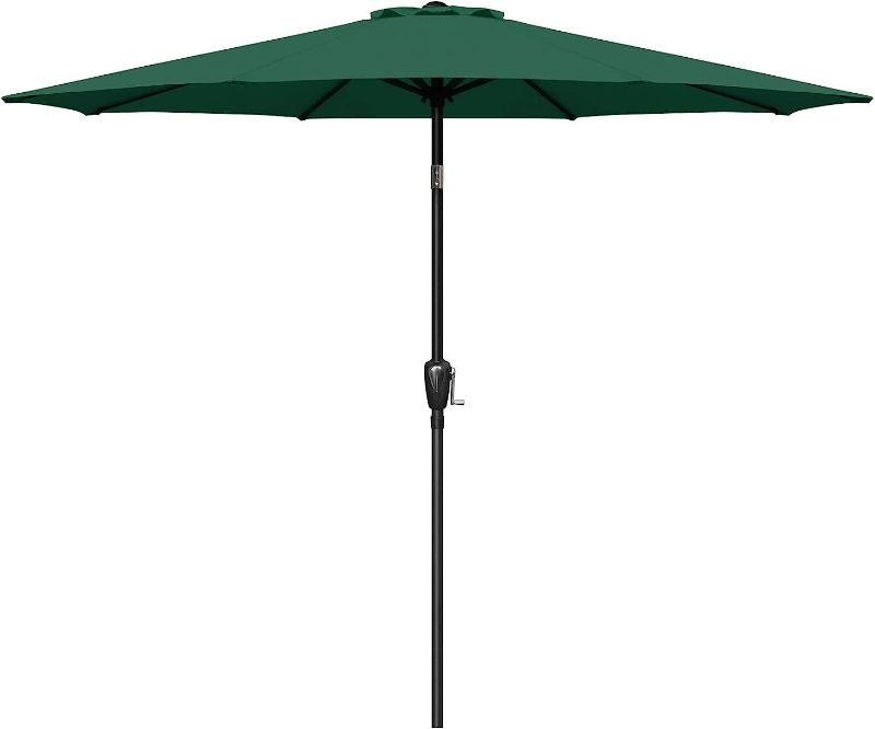 Photo 1 of 9' Patio Umbrella Outdoor Table Market Yard Umbrella with Push Button Tilt/Crank, 8 Sturdy Ribs for Garden, Deck, Backyard, Pool, Green