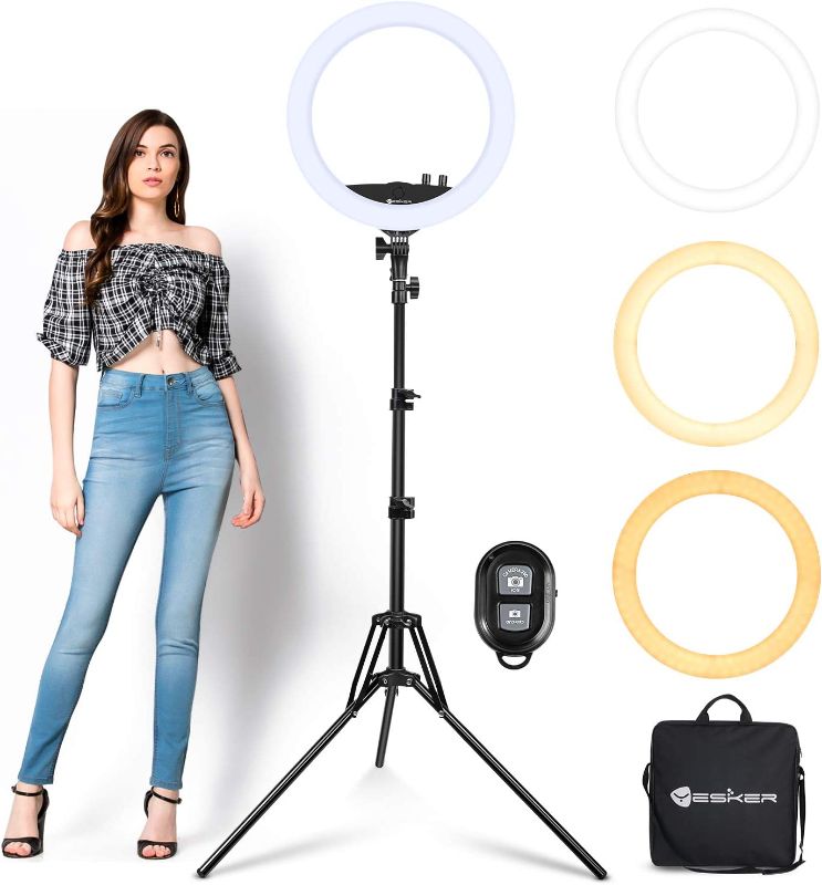 Photo 1 of Ring Light with Tripod Stand, Yesker 14 Inch LED Ringlight Kit with Phone Holder Adjustable Color Temperature Circle Lighting, Led Photo Beauty Ring Lights for Camera for Vlog, Makeup, Video Shooting