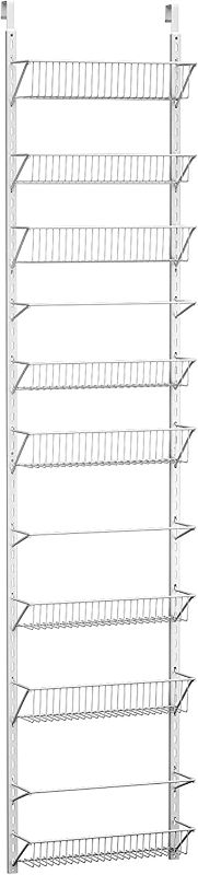 Photo 1 of 8 tier, Over the Door Organizer - Hanging Wall Rack for Closet, Bathroom, or Kitchen Organization and Storage - Metal Pantry Shelves by Home-Complete (White)

*HARDWARE LOOSE IN BOX*