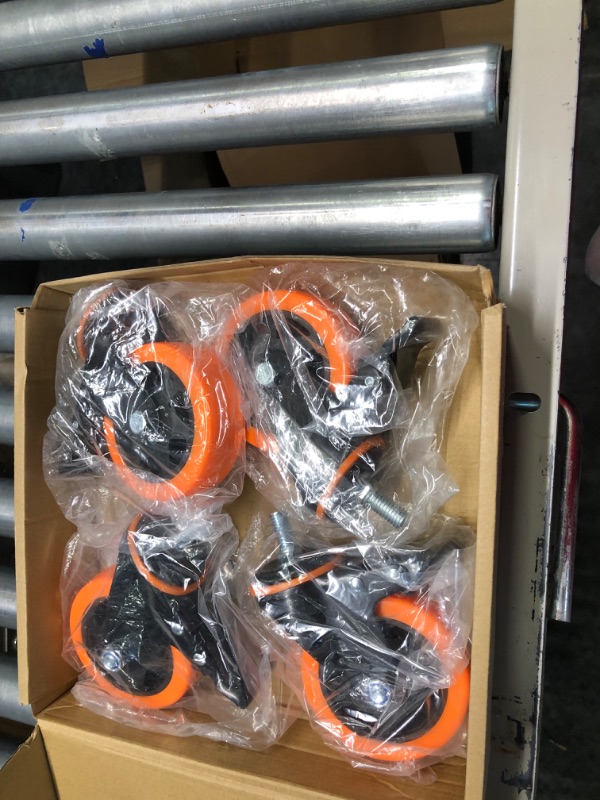 Photo 3 of 4 Inch Caster Wheels 2200Lbs, Threaded Stem Casters Set of 4 Heavy Duty, 1/2"-13 x 1" (Screw Diameter 1/2", Stem Length 1"), Safety Dual Locking Industrial Castors, Wheels for Cart, Furniture 4 inch 1/2"-13x1"