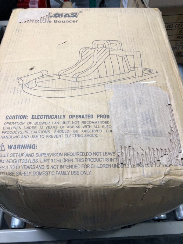 Photo 2 of JOYLDIAS Inflatable Bounce House, Water Slide Bouncer Playhouse Castle w/Splash Pool, Climbing Wall, Basketball Hoop & Carry Bag, 480W Air Blower for Kids Backyard Indoor Outdoor Use, Free Water Gun 3 in 1