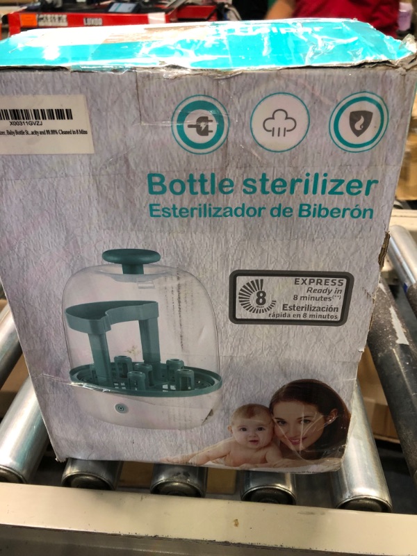 Photo 3 of Bottle Sterilizer, Baby Bottle Steam Sterilizer Sanitizer for Baby Bottles Pacifiers Breast Pumps Large Capacity and 99.99% Cleaned in 8 Mins green