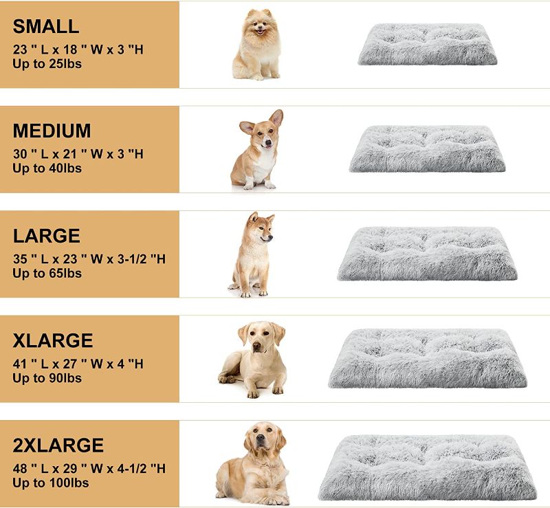 Photo 1 of BFPETHOME Dog Beds for Large Dogs, Plush Dog Crate Bed Fluffy Cozy Kennel Pad for Sleeping &Ease Anxiety, Washable Dog Mats with Anti-Slip Bottom for Large Medium Dogs (48(48 x 28 inch, Grey)
