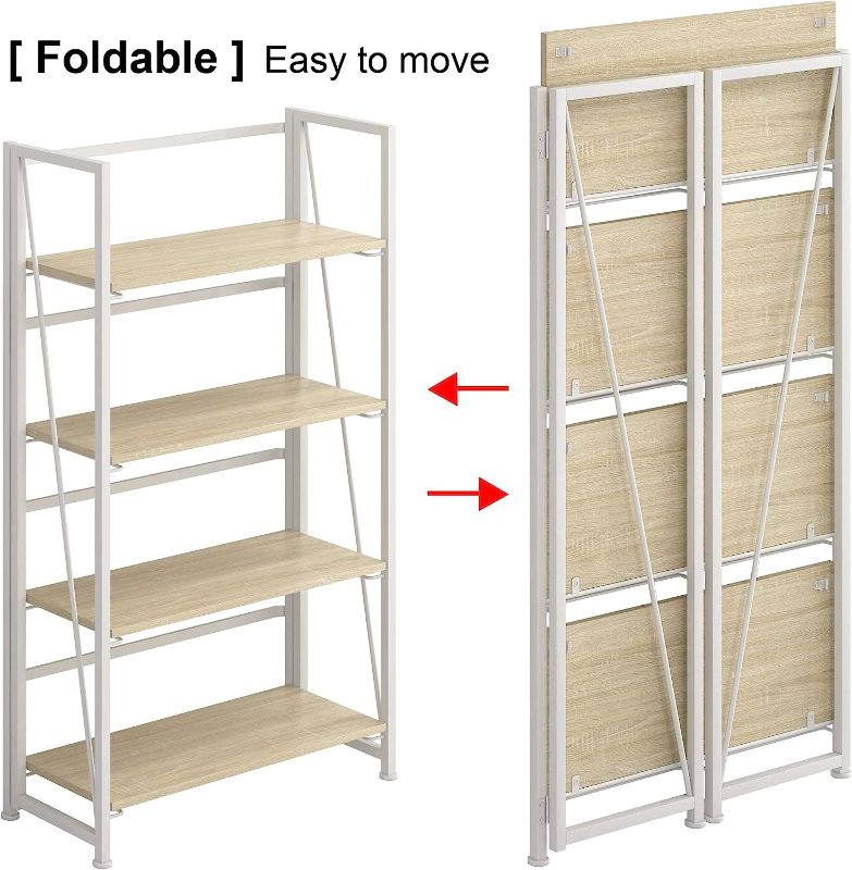 Photo 2 of 4NM No-Assembly Folding Bookshelf Storage Shelves 4 Tiers Vintage Bookcase Standing Racks Study Organizer Home Office (Gray and Black) No-Assembly 4-Tier WHITE

*BOOKCASE IS ALL WHITE- USE STOCK PHOTO AS REFRENCE BUT ENTIRE PIECE IS ALL WHITE*