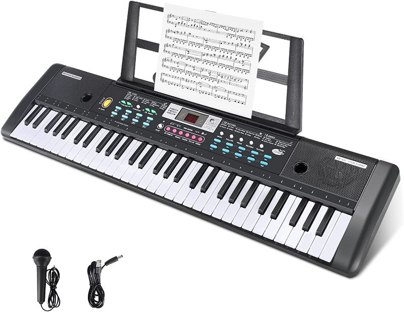 Photo 1 of 
WOSTOO Keyboard Piano, 61 Key Portable Keyboard with Built-In Speaker, Microphone, Music Stand, Power Supply, Electronic Keyboard for Beginners Musical..