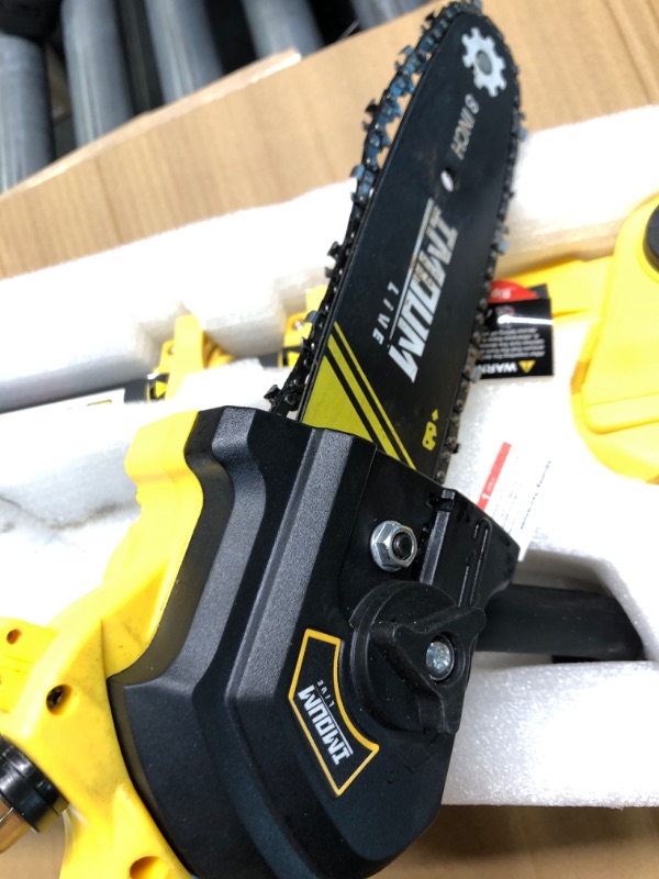 Photo 4 of 2-in-1 Brushless Pole Saw & Mini Chainsaw, IMOUMLIVE 8" Cutting Cordless Power Pole Saw, 15.2-Foot MAX, 21V 3.0Ah Li-ion Battery, 7.9 LB Lightweight, Multi-Angle Chainsaw for Wood Cutting, Trimming 8 inches