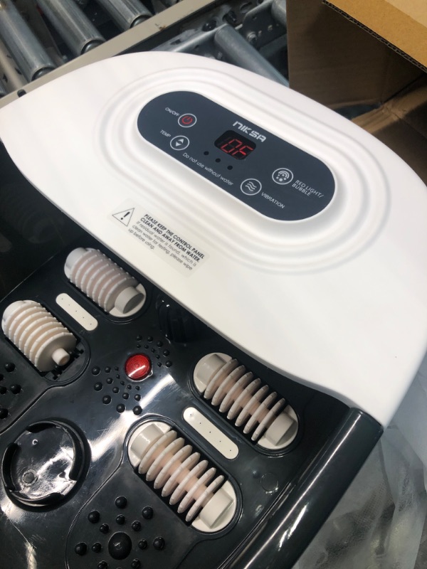 Photo 1 of Foot Spa Bath Massager with Heat, Bubbles, Vibration and Red Light,4 Massage Roller Pedicure Foot Spa Tub for Feet Stress Relief,Foot Soaker with Mini Acupressure Massage Points&Temperature Control Black