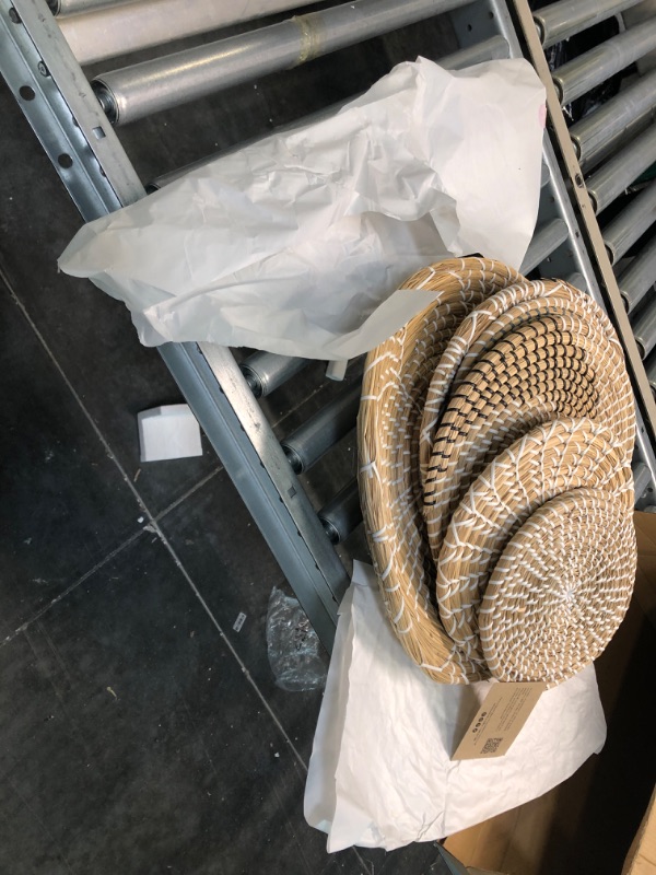 Photo 1 of ChicnChill Wall Basket Decor - Set 11 of Woven Basket Wall Decor with African Design, Decorative Rattan Wall Decor - Boho Decor Idea for Living Room