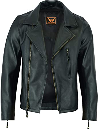 Photo 1 of A&H Apparel Mens Classic Vintage Genuine Top-Grain Cowhide Biker Leather Jacket
