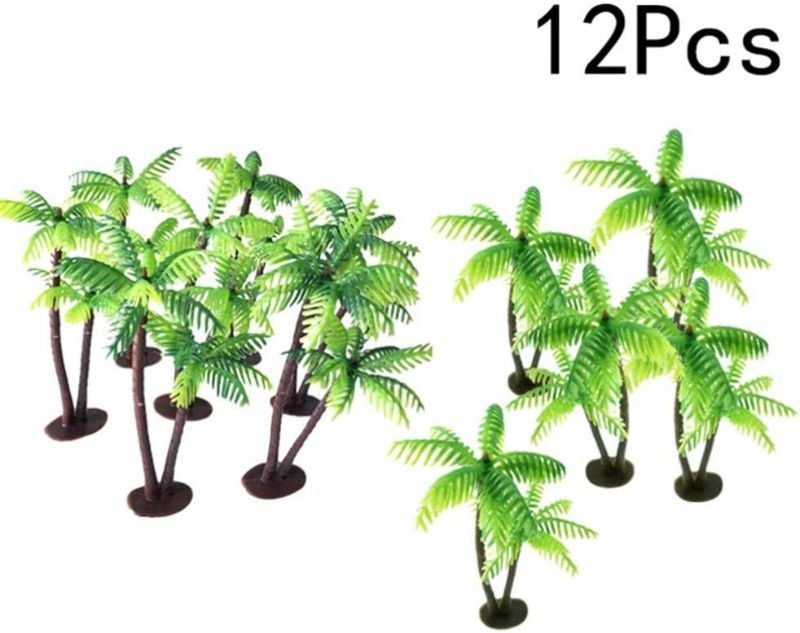 Photo 1 of BESPORTBLE Simulation Tree Palm Tree Decor Miniature Tree Landscape Fish Tank Landscaping Plant Tree Prop Model Decoration 12Pcs ( Green )
