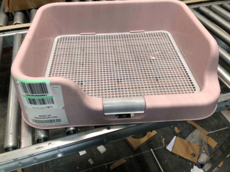 Photo 1 of [PS KOREA] Indoor Dog Potty Tray – with Protection Wall Every Side for No Leak, Spill, Accident - Keep Paws Dry and Floors Clean (Pink) + Pee PAD 100 PCS
