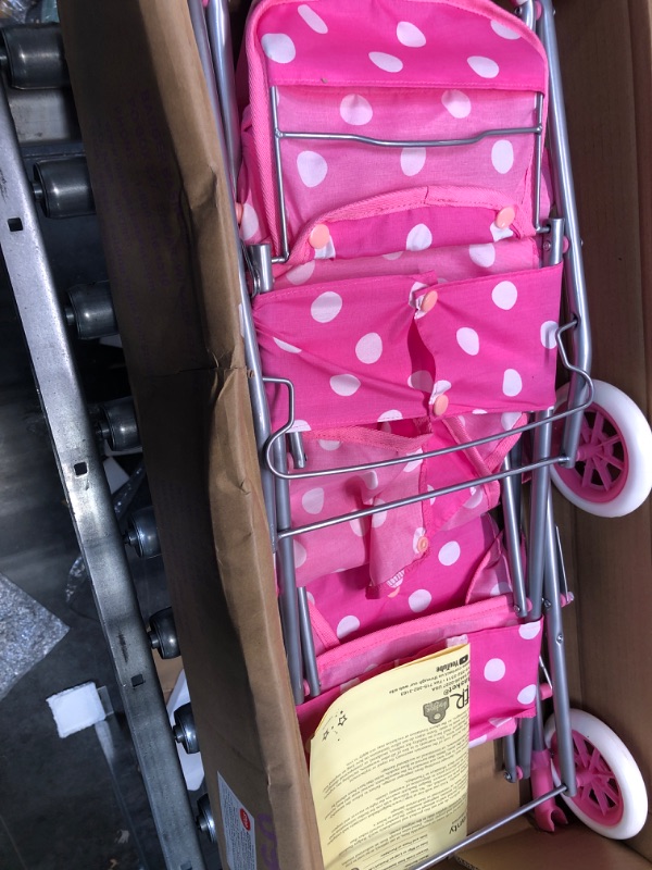 Photo 2 of Badger Basket Triple Doll Stroller - Pink Polka Dots