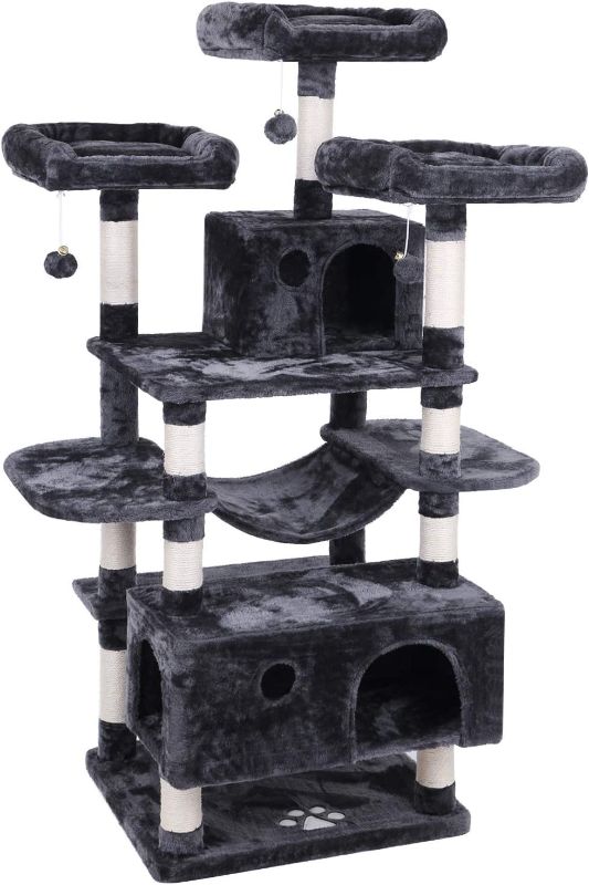 Photo 1 of 
BEWISHOME Large Cat Tree Condo with Sisal Scratching Posts Perches Houses Hammock, Cat Tower Furniture Kitty Activity Center Kitten Play House Grey MMJ03B
