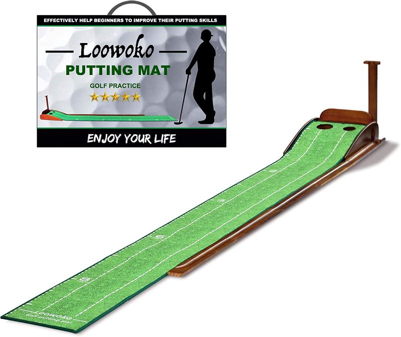 Photo 1 of Loowoko Indoor Putting Green with Ball Return, Golf Practice Training Equipment Putting Mat for Home Office
