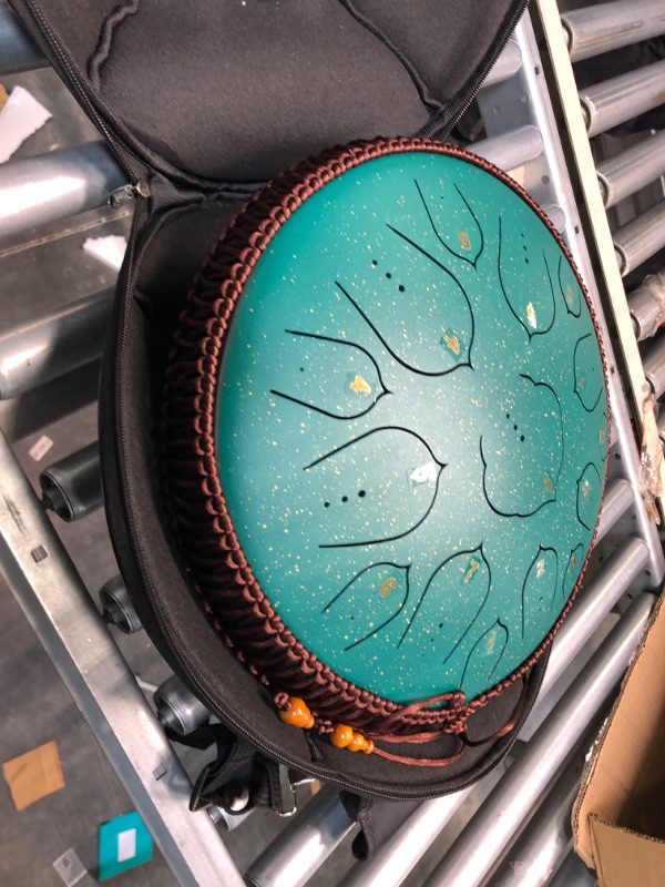 Photo 3 of BURNING&LIN Steel Tongue Drum 15 Notes 14 Inches Handpan Drum Percussion for Meditation Yoga Musical Education for Adult& Kids(Lotus Green)1020758575
