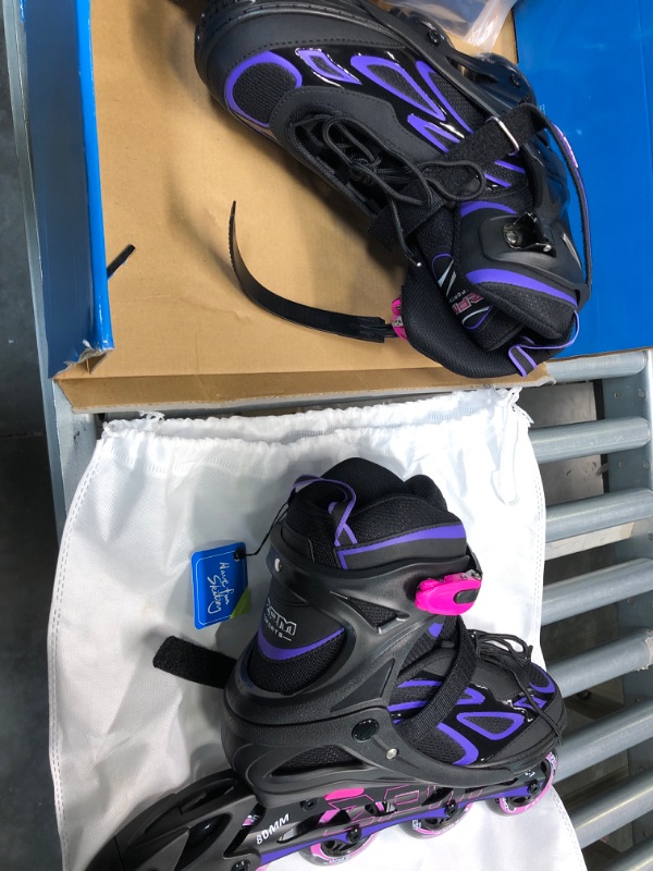 Photo 2 of 2PM SPORTS Vinal Girls Adjustable Flashing Inline Skates, All Wheels Light Up, Fun Illuminating Skates for Kids and Men
