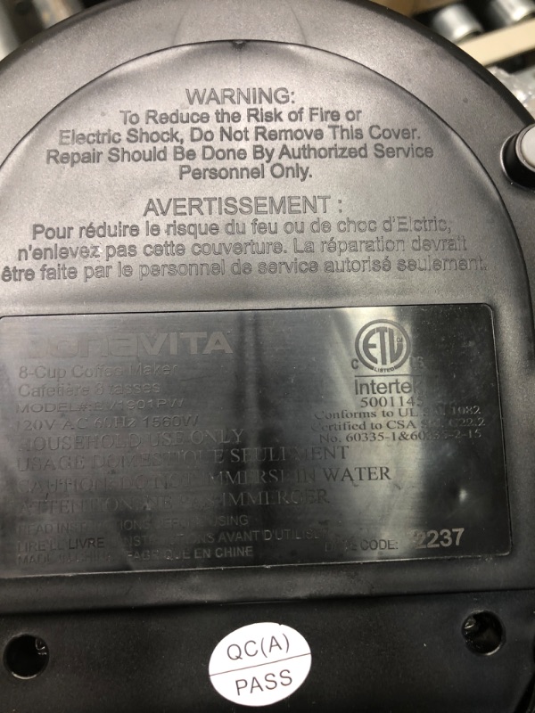 Photo 1 of Bonavita Metropolitan 8 Cup Drip Coffee Maker Machine, One-Touch Pour Over Brewing with Glass Carafe, Hanging Filter Basket, 1500 Watt, BPA Free, Dishwasher Safe, Black, BV1901PW