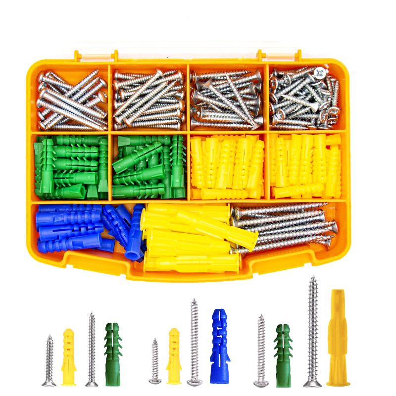 Photo 1 of 9 pk Bill Premium Drywall Anchors with Wall Screws - Wall Anchors and Screw Kit - Set of 260 Pcs - Wall Hanging Kit - Assorted Plastic Anchors and Mounting Screws for Concrete Stucco Dry - Shelf Anchors