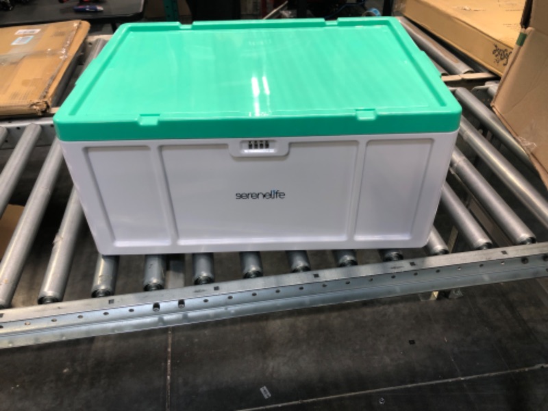 Photo 1 of 
Locking Storage Container Bin, 5 Gallon Capacity Lockable Box, Combination Lock, Side 