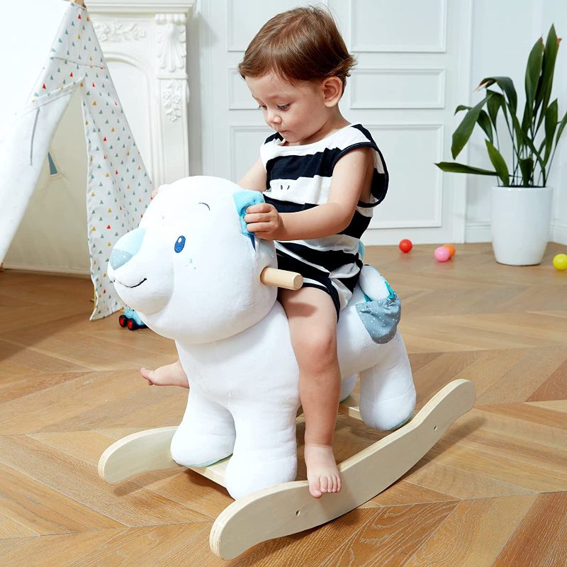 Photo 1 of Baby Rocking Horse, White Polar Bear Rocking Horse for 1+ Year Old, Baby Plush 