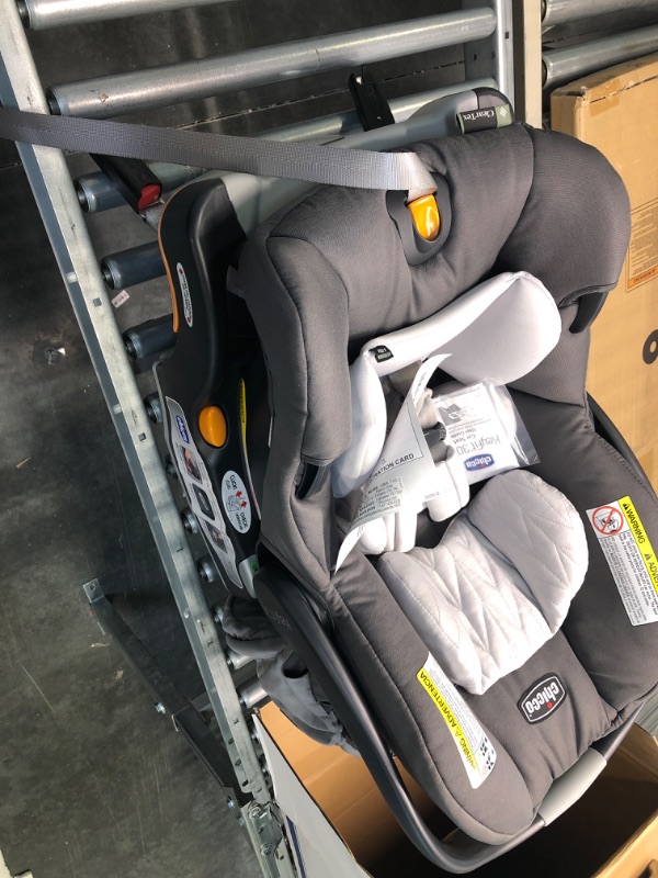 Photo 3 of Chicco KeyFit 30 ClearTex Infant Car Seat and Base, Rear-Facing Seat for Infants 4-30 lbs, Includes Infant Head and Body Support, Compatible with Chicco Strollers, Baby Travel Gear | Slate/Grey Slate KeyFit 30 with Cleartex Fabric